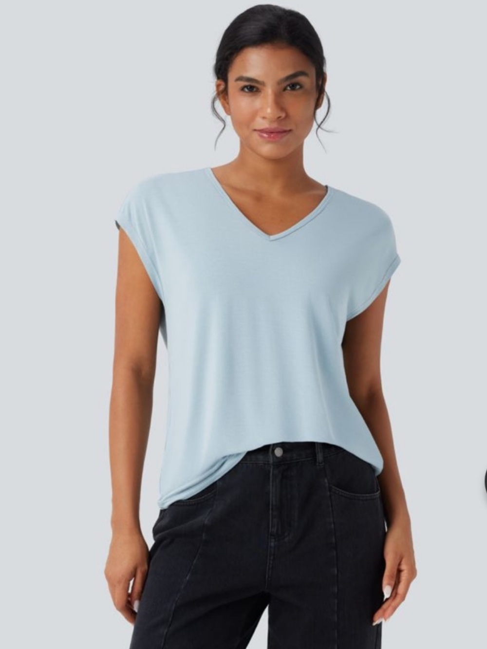 Halara Light Blue V Neck Tee XL Buttery Soft